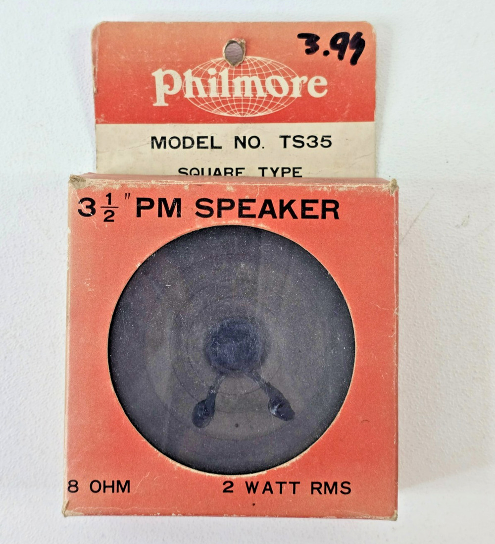 Vintage Philmore TS35 Square 3.5" Replacement PM Speaker 8 Ohm 2 Watts